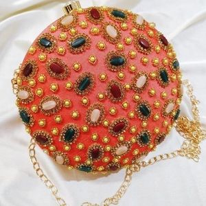 Beautiful round shape clutch and shoulder bag